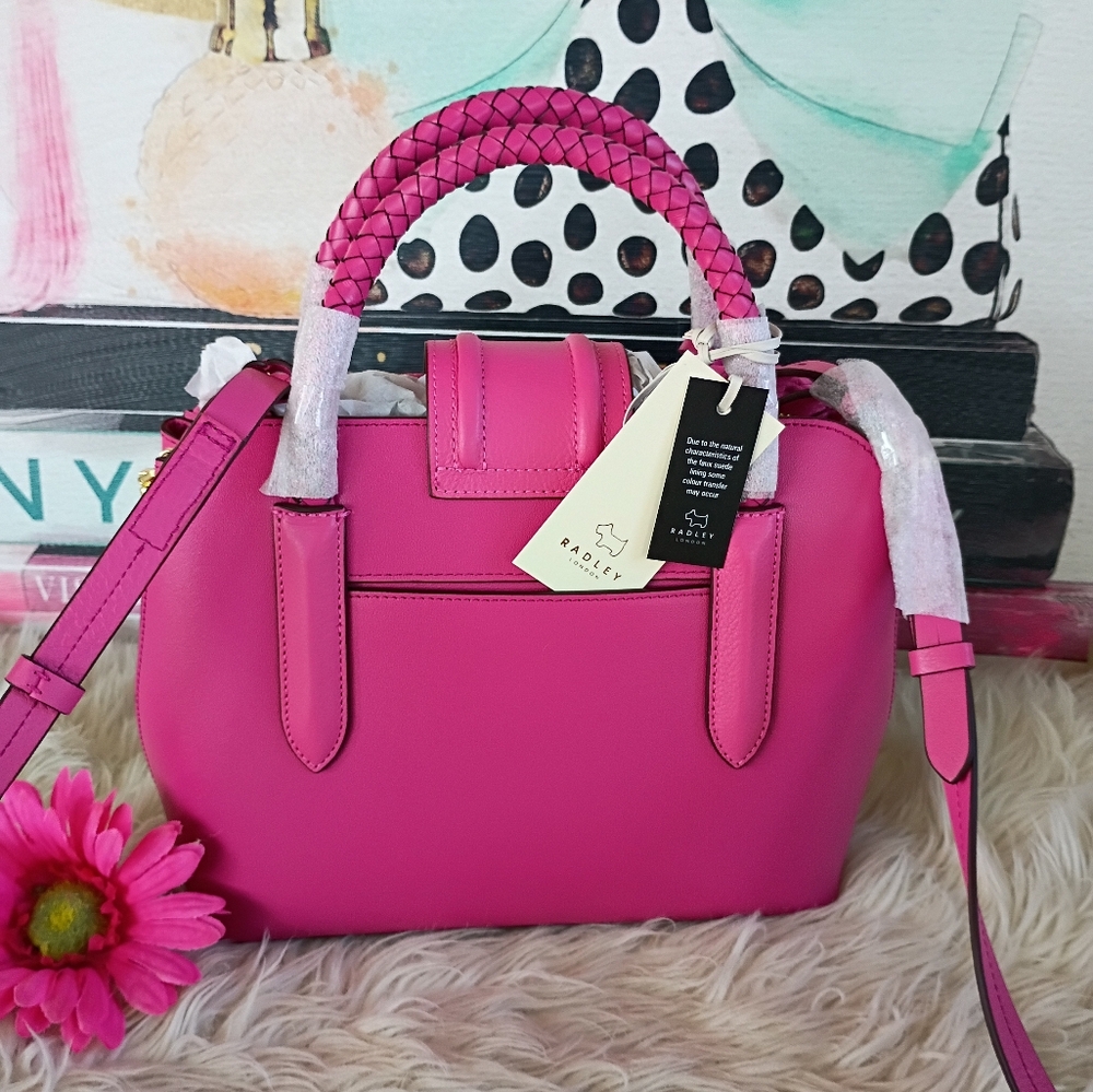 Radley London Hot Pink/Coulis Leather Liverpool Street Small Multiway Satchel - Picture 7 of 16